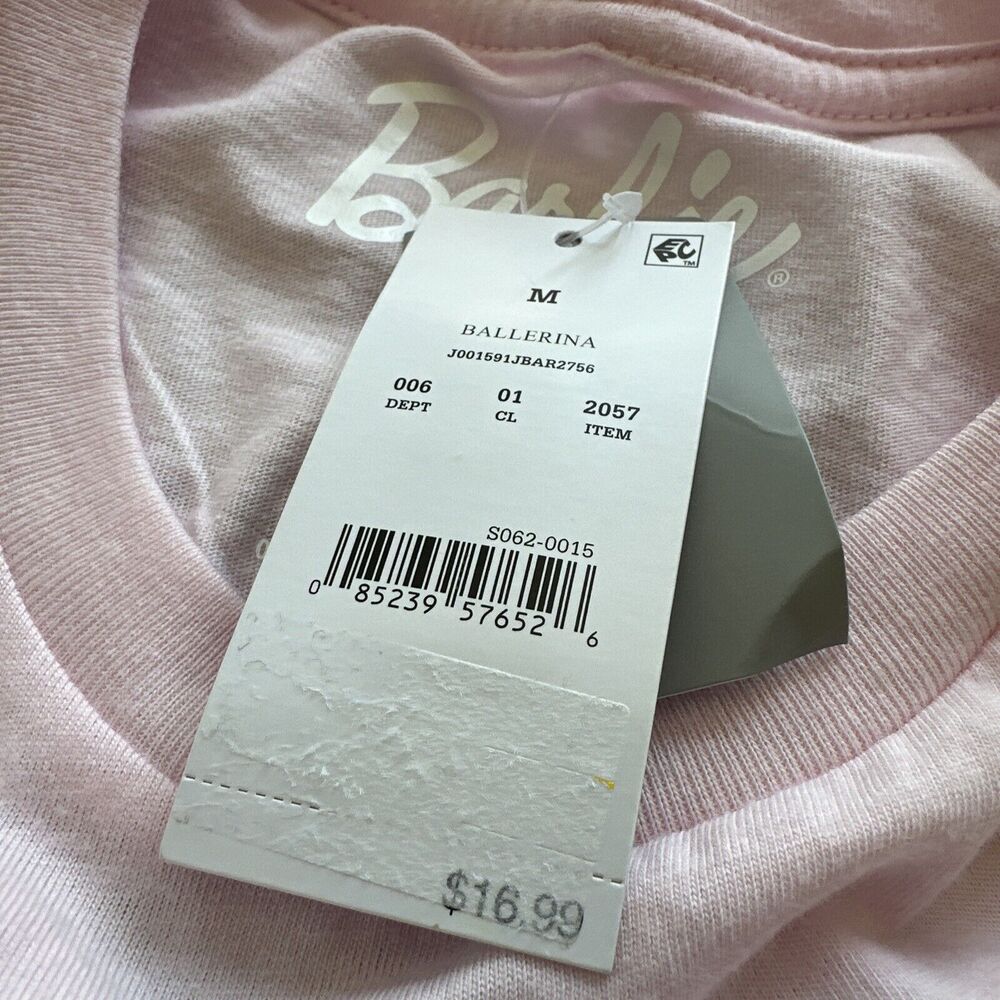 Barbie Los Angeles Sports Club Pink Womens Top‎ Shirt Oversized Size Medium - Picture 8 of 8